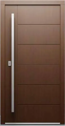 Porte d’entrée PS1, série Élégance, méranti, lasure noyer clair