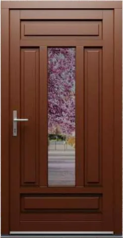 Porte d’entrée RK12, série Classique, pin, lasure noyer clair