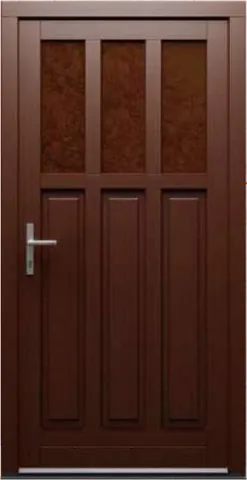 Porte d’entrée RK13, série Classique, pin, lasure teck