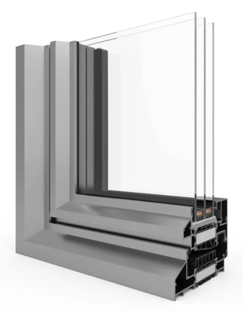 Coupe d’angle du profilé Deceuninck Decalu 110 Steel