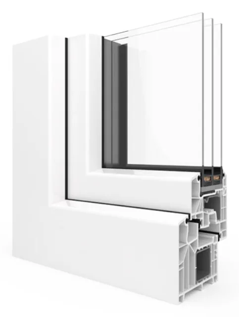 Coupe d’angle du profilé aluplast Ideal 8000